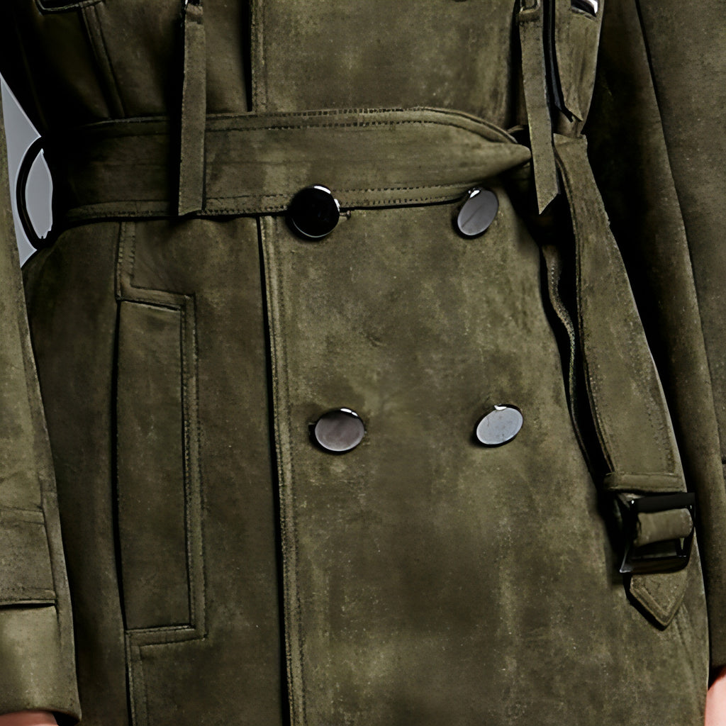 NordWool™ – Double-Breasted Suede Trench Coat