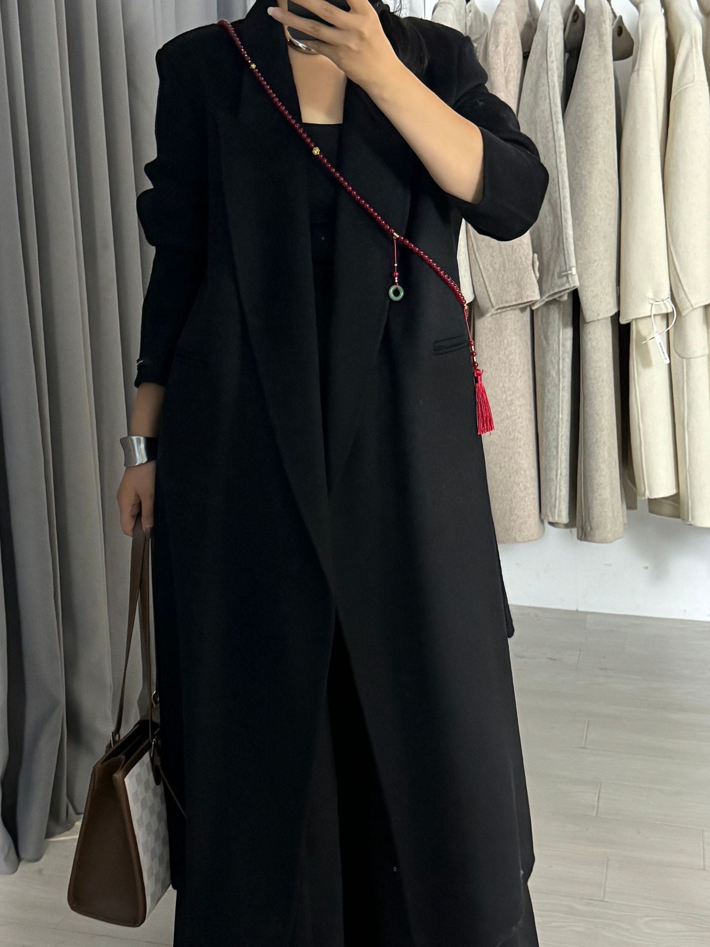 Angora Red Women's Loose Double-Sided Wool Overcoat – Elegant & Cozy