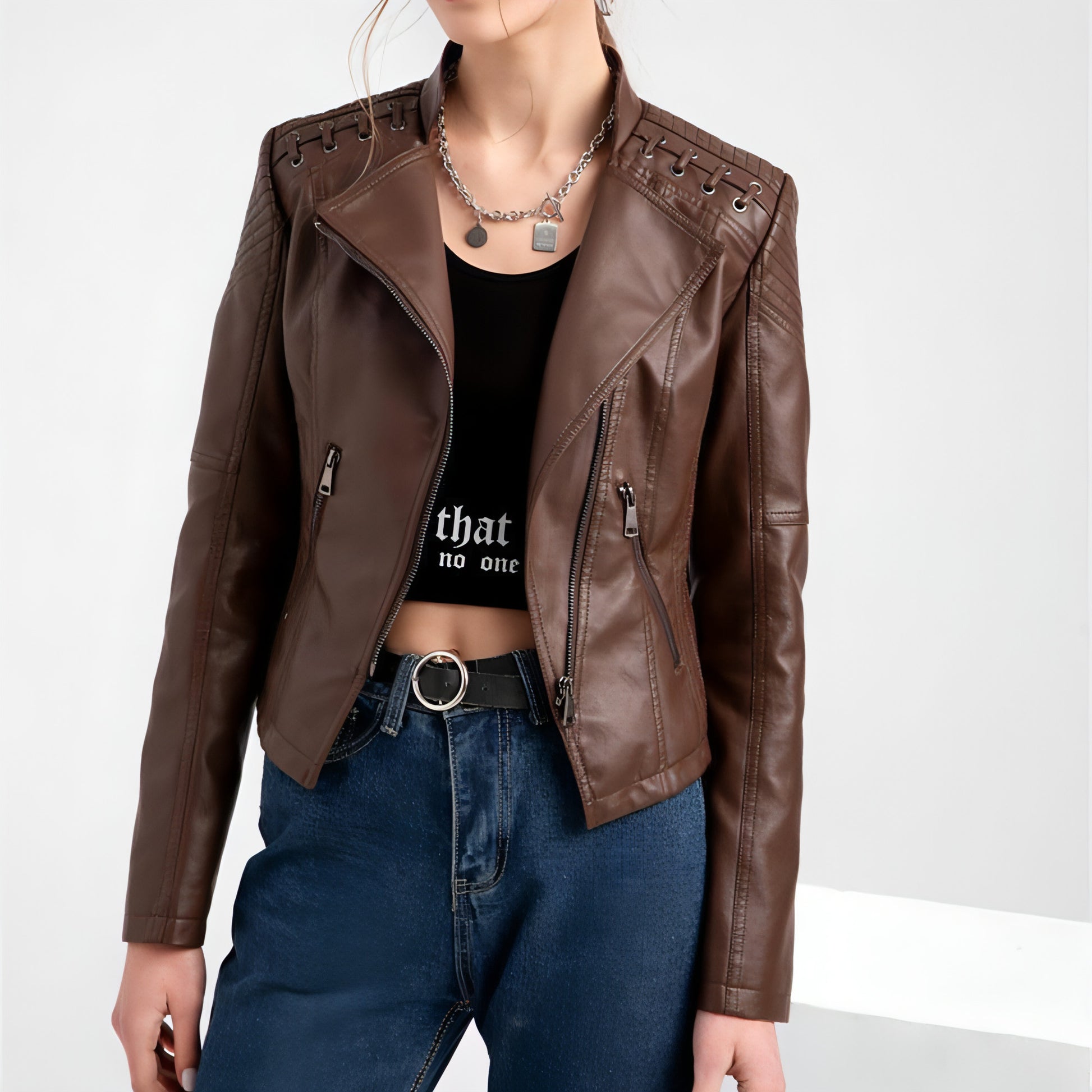 UrbanMuse™ – Faux Leather Chic Rider Jacket