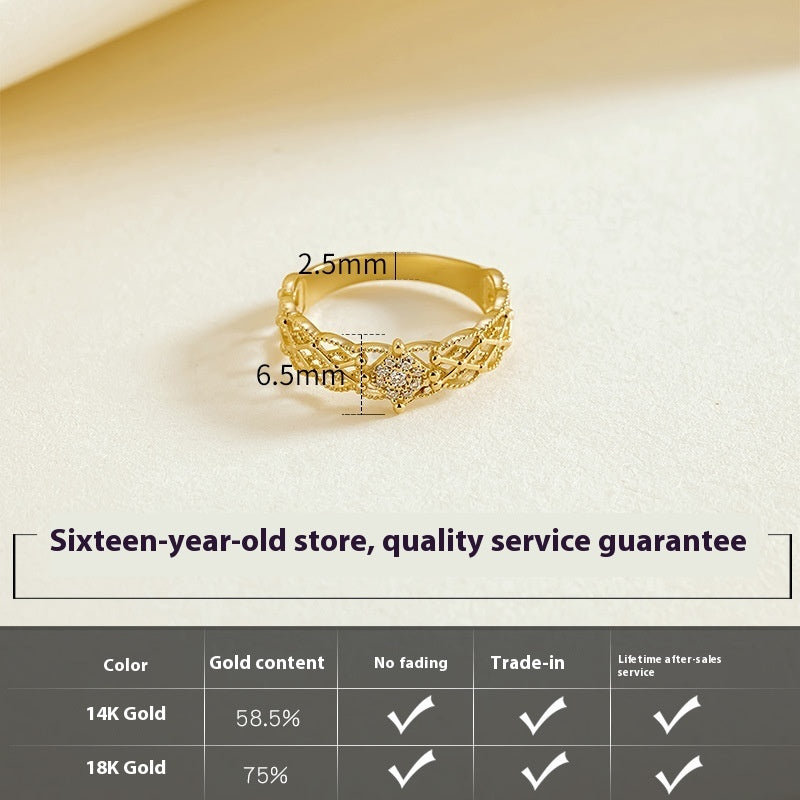 Pure 18K Jinrege Light Luxury Wide Version Fashion Ring – Timeless Elegance