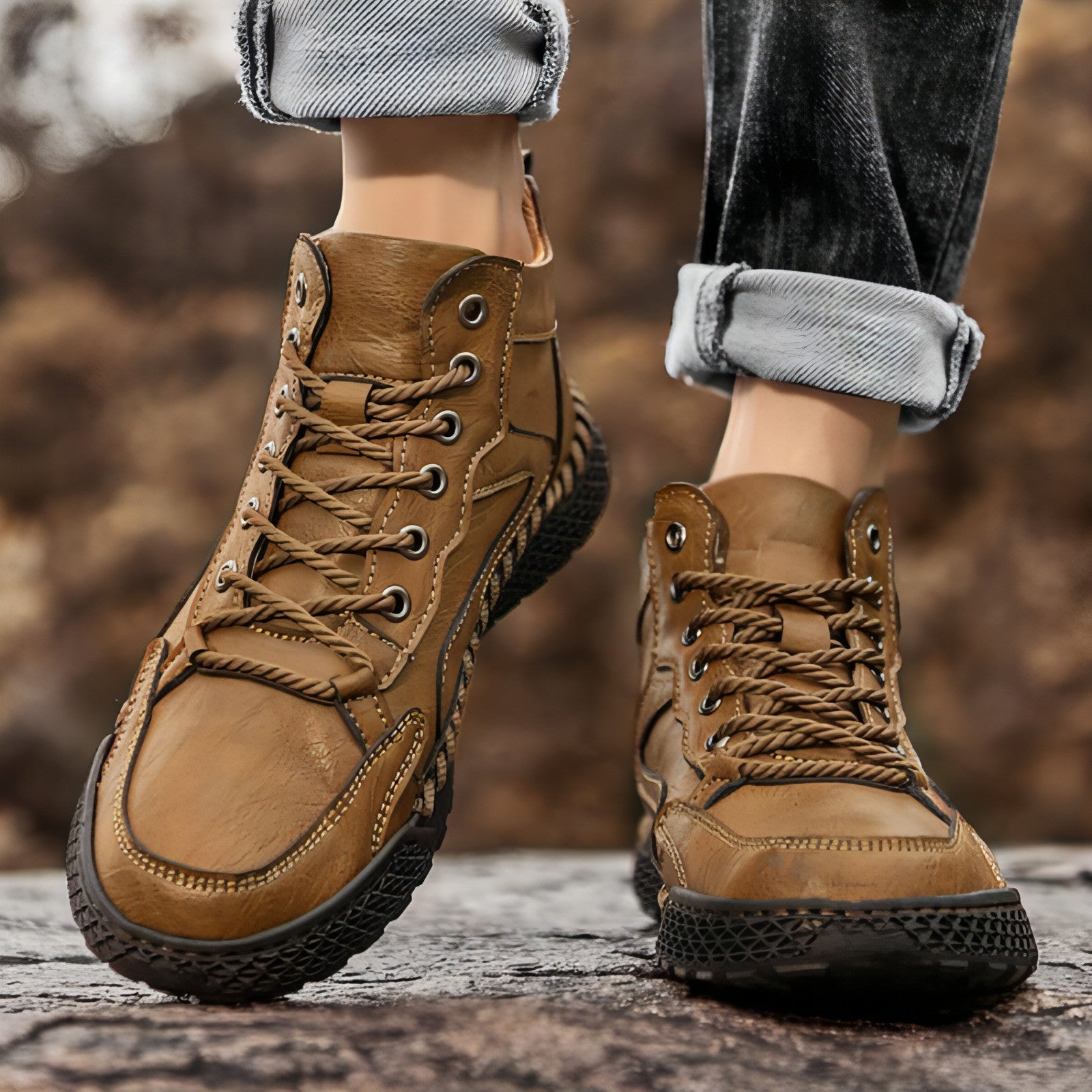 Winter Plush Insulated High Top Leather Shoes Men