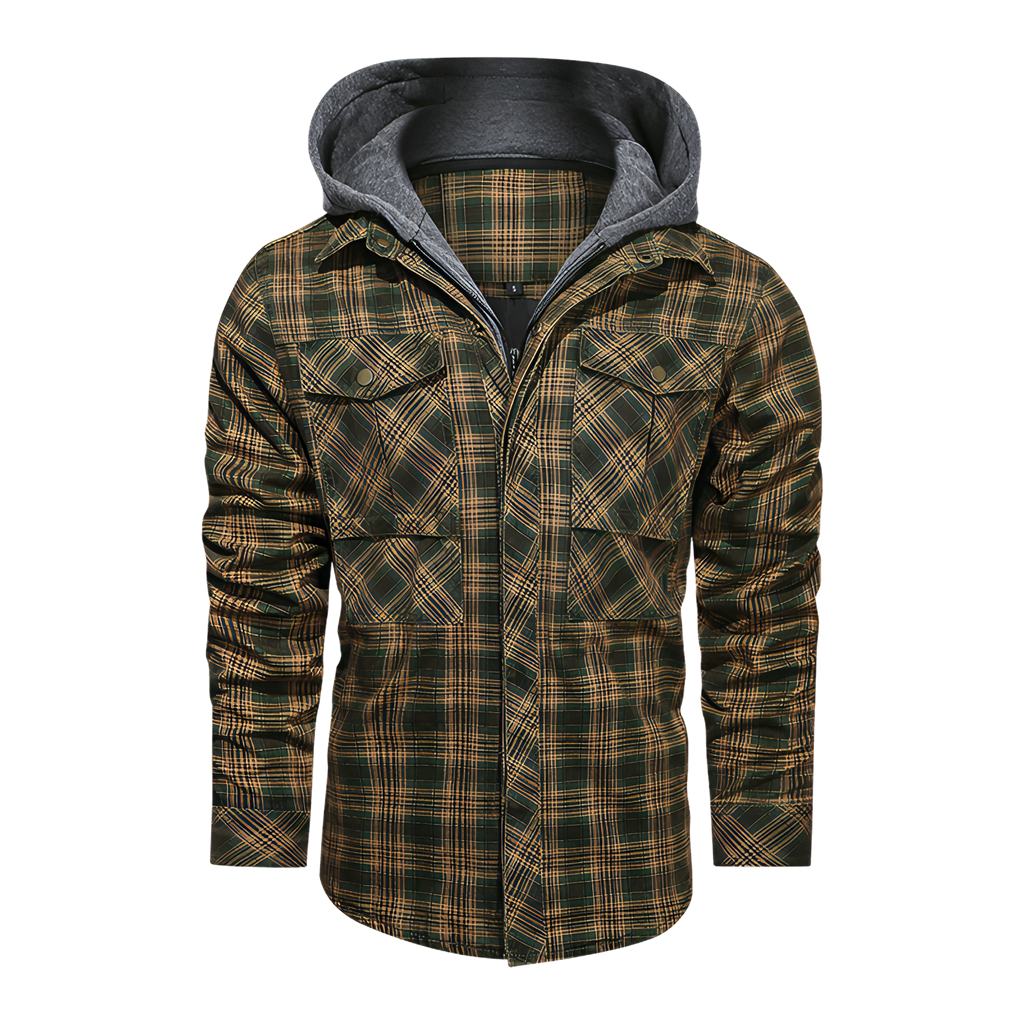 Men Long-sleeved Plaid Jacket