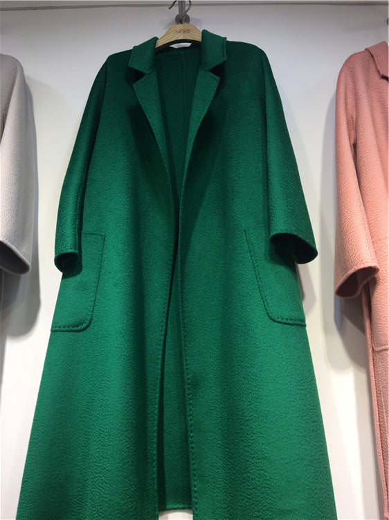 Water Ripple Cashmere Women's Long Reversible Coat – Luxury & Versatility