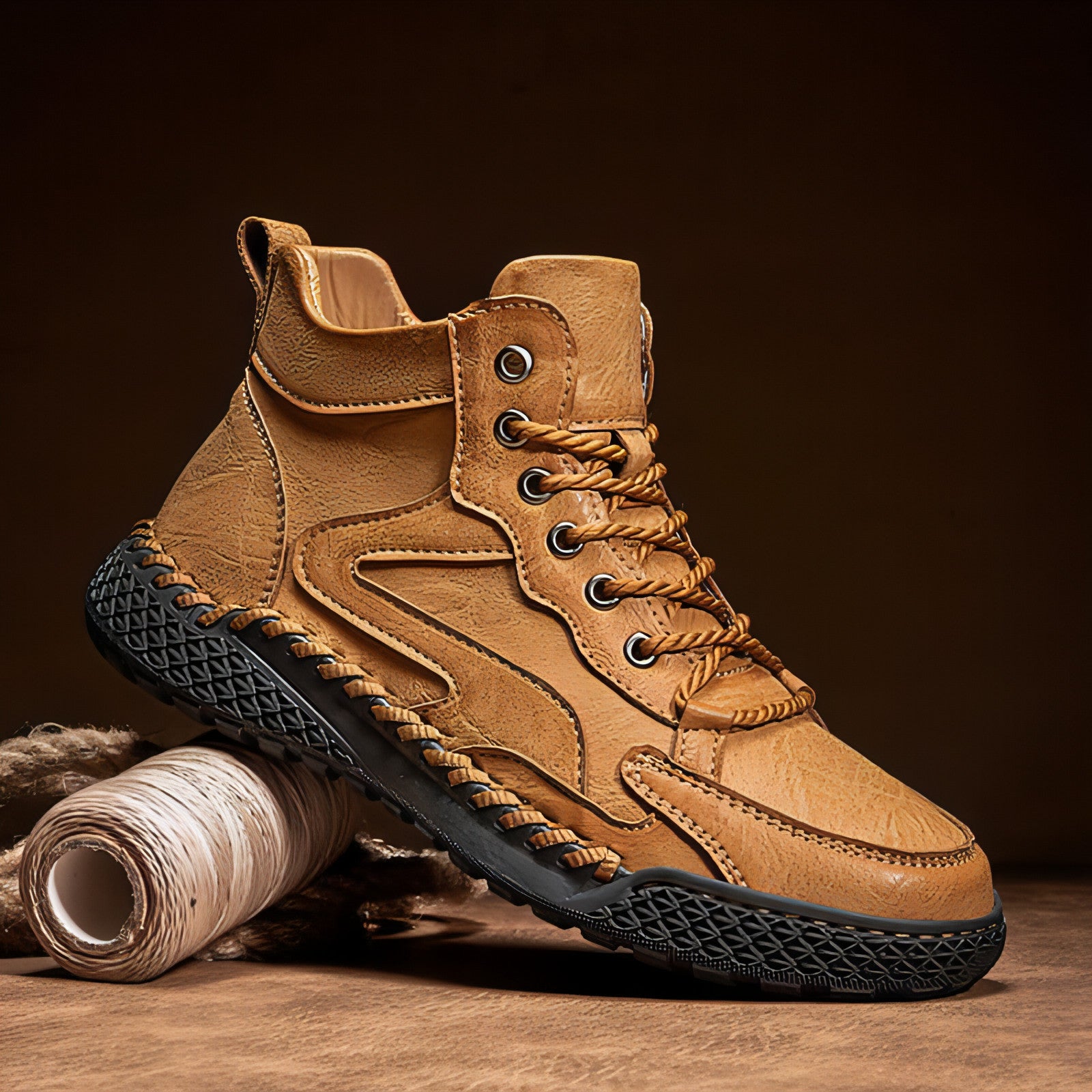 Winter Plush Insulated High Top Leather Shoes Men