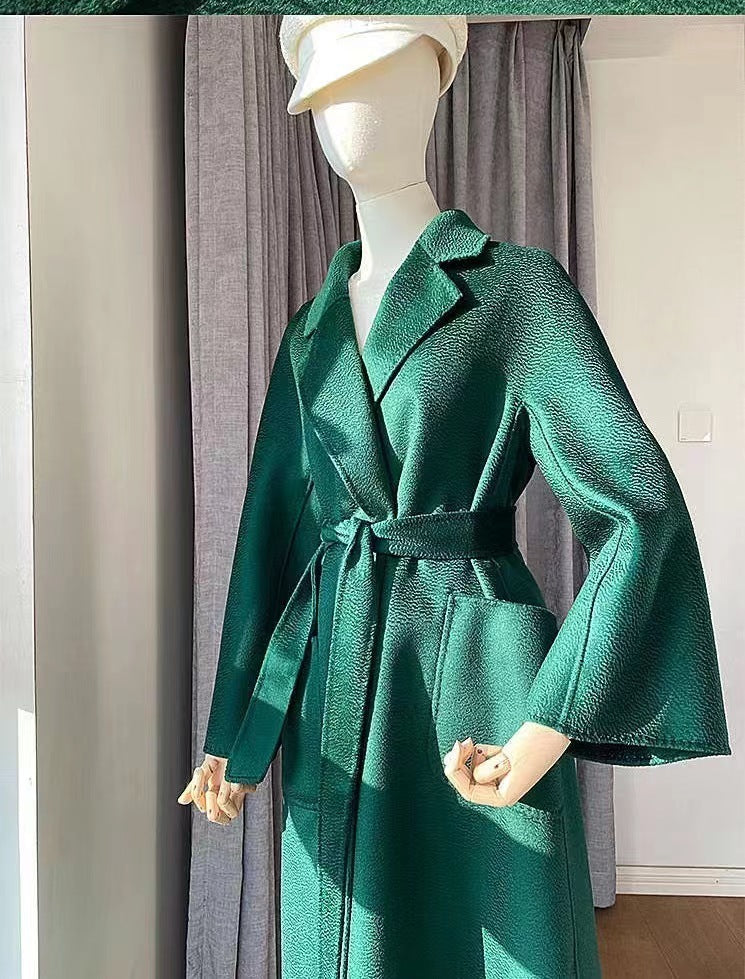 Women's Fashion Double-Sided Cashmere Water Ripple Coat – Luxury & Versatility