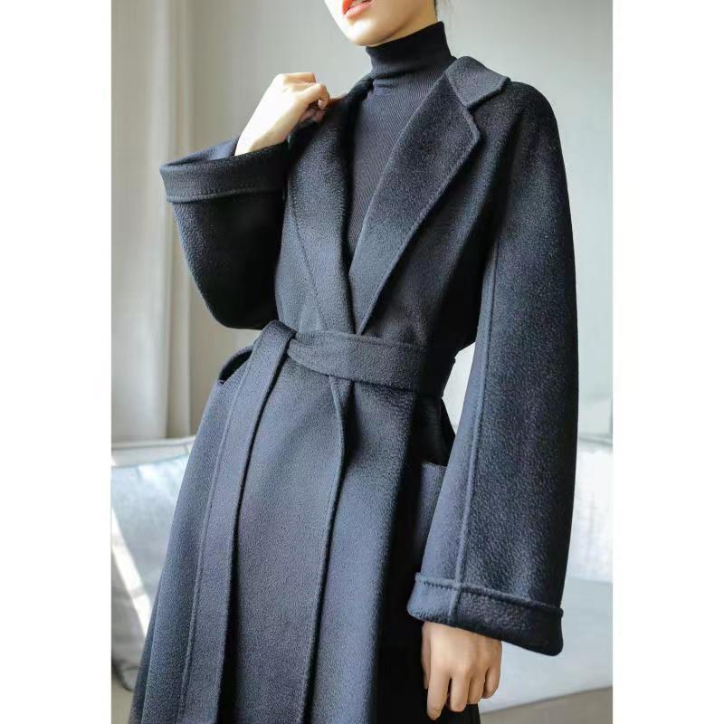 Women's Fashion Double-Sided Cashmere Water Ripple Coat – Luxury & Versatility