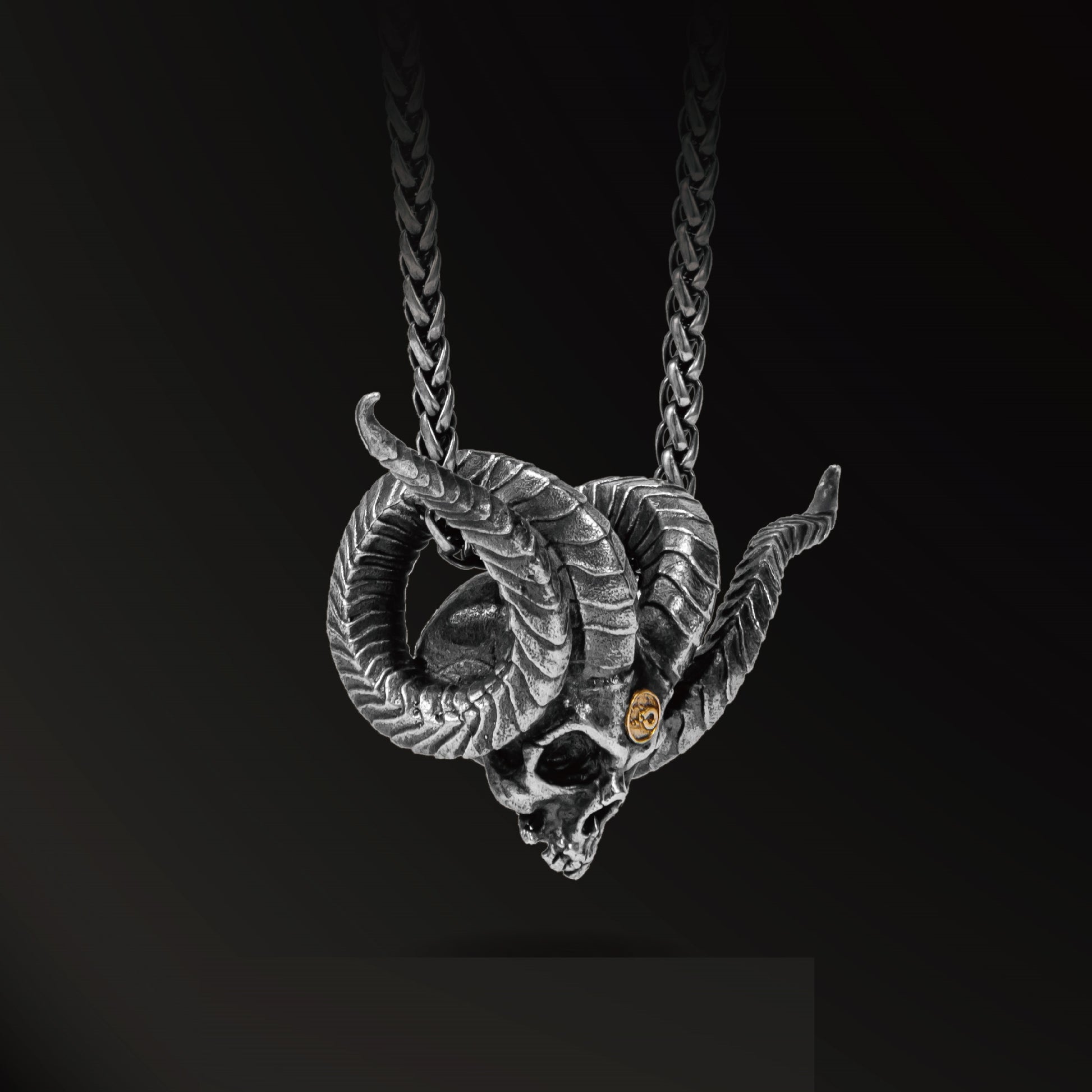 Magaraci™ 925 Silver Antique Pendant Inlaid With 18k Gold Punk Necklace