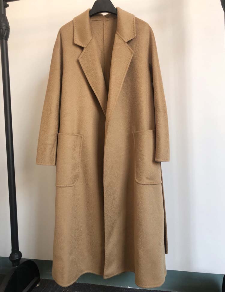 Women's Long Water Ripple Double-Sided Wool Coat – Elegant & Versatile Winter Wear