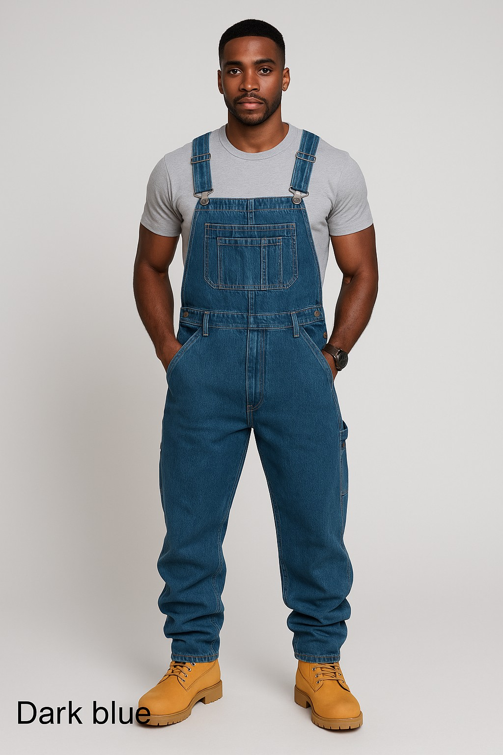 RuggedForm™ – Men's Loose-Fit Denim Utility Overalls