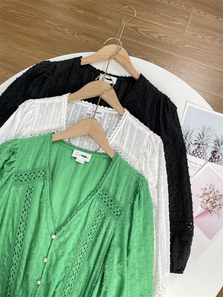 Women's Long Sleeved Jacquard Lace Dress