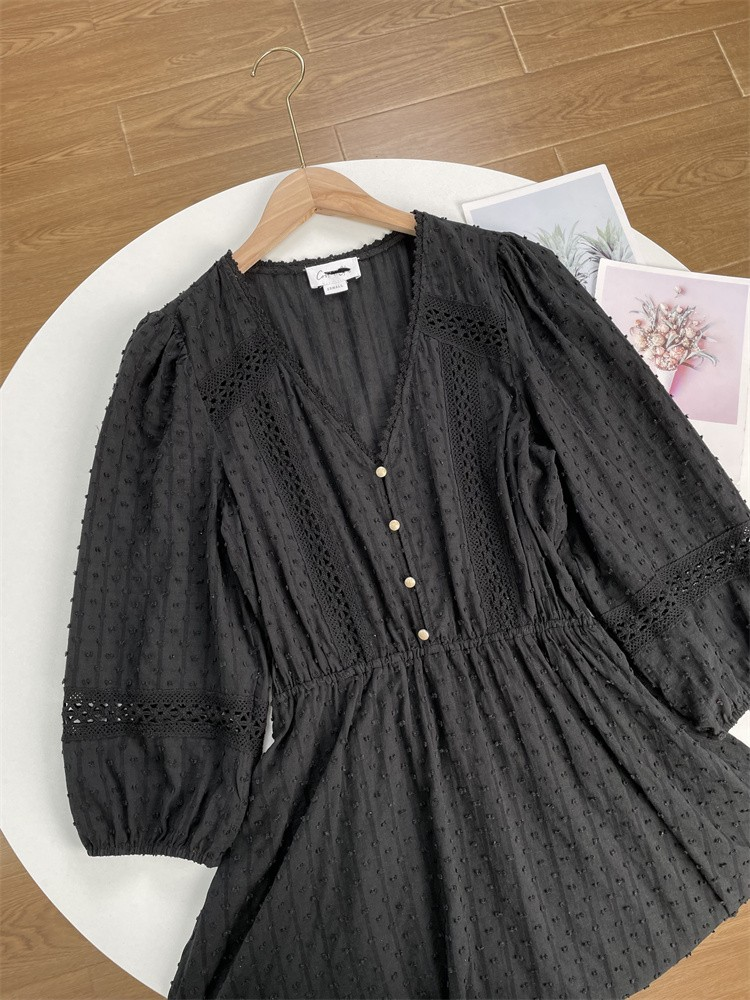 Women's Long Sleeved Jacquard Lace Dress